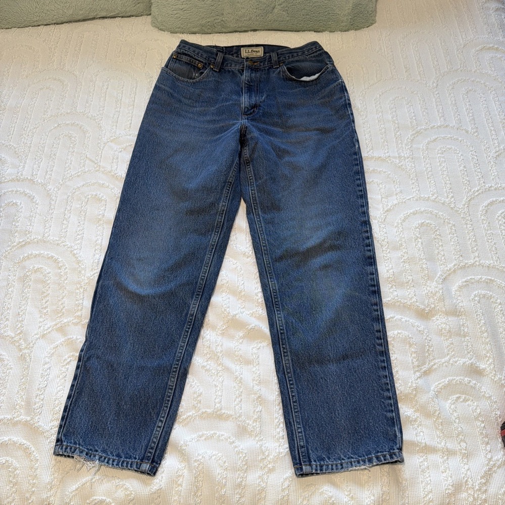 L.L.Bean Women's Straight Leg Jeans Blue Size 12 Regular Cotton Blend